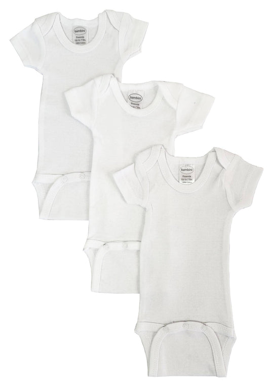 Preemie White Short Sleeve - 3 Pack