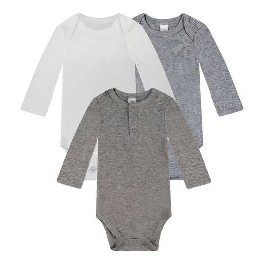 Long Sleeve Bodysuits - Grey Solids